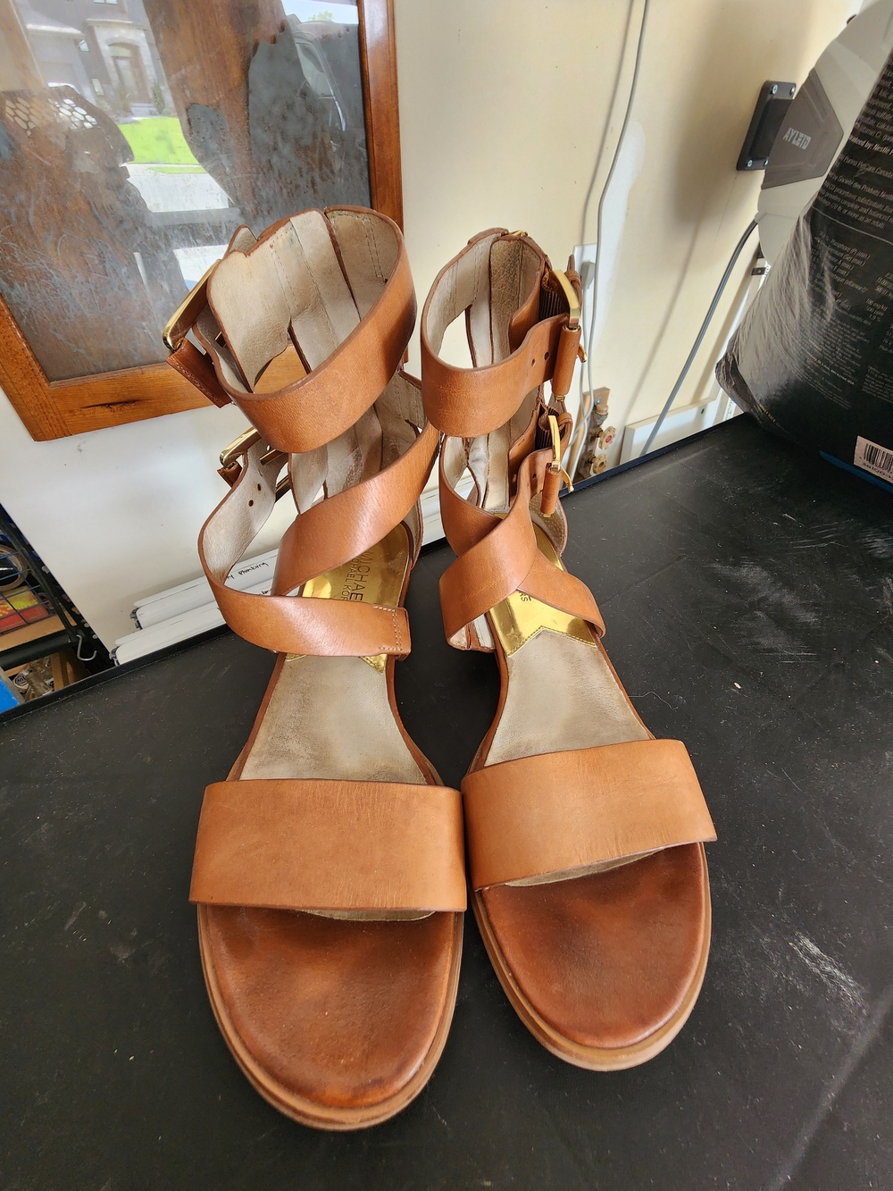 MICHAEL Michael Kors Tan Leather Strappy Gladiator Sandals
